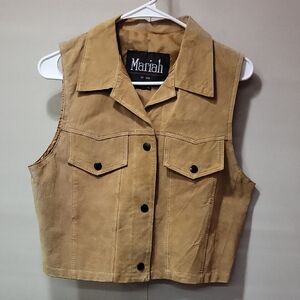 Vtg. MARIAH Tan Women's LEATHER Vest Jacket